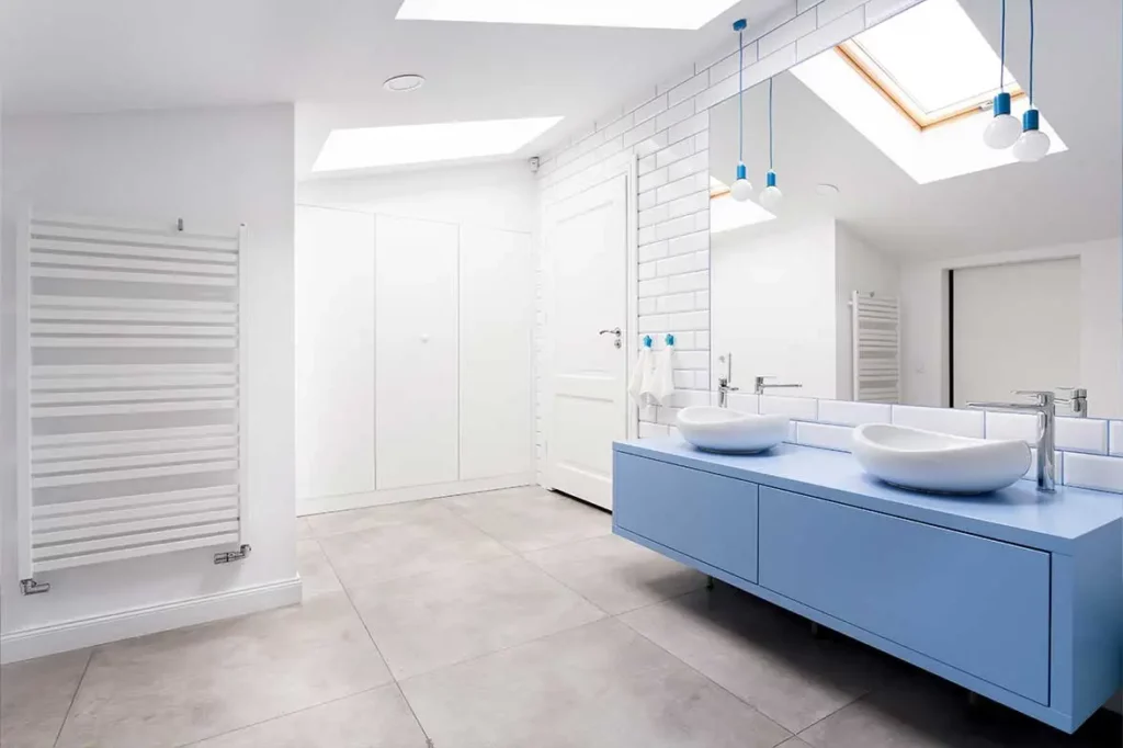 blue vanity bathroom
